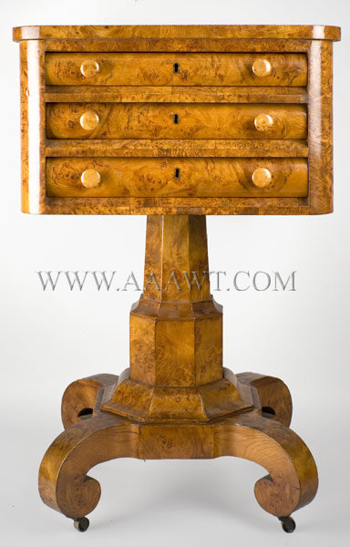 Antique Work Table. Three Drawer Ladies Work Stand, Image 1